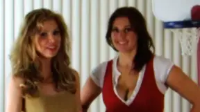 Two gorgeous girls stripped after losing basketball game bet