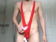 I masturbate in a santa mankini and cum everywhere: Onlyfans Christmas special