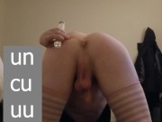 glass tube dildo gapes queefing femboy pussy