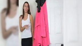 Cute and perky brunette teen chick practices cocksucking