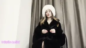 Skinny girl in Russian outfit teases her nipples