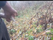 Jerk off in used condoms with strange sperm in forest 4
