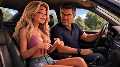 Stepdad Rough Drives His College Slut Stepdaughter In The Car Cartoon