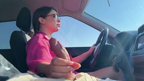 stranger pulled his dick out in my car and i made him cum