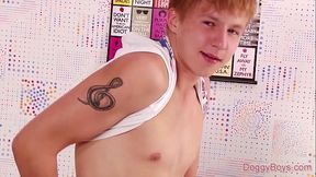 Sexy Inked Twink Strokes His Uncut Dick