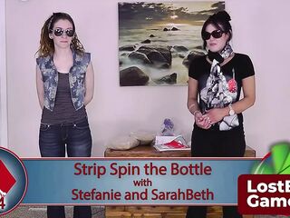 Stefanie and SarahBeth playing Spin the Bottle, electronic style