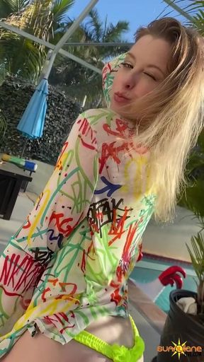 Sexy Sunny Lane strips of her clothes just for you!