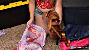 Redheaded 18-year-old Ava Marina gives a dildo show!