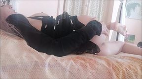 big tita and black lace with my stepmom on her bed