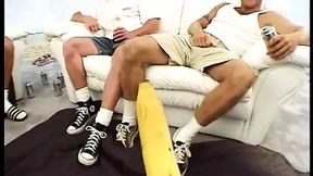 Dark-haired tramp gags on rugged stud's thick cock&#x1F346; before getting rode like an animal