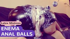 Extreme FEMDOM ENEMA, anal play with whipped CREAM and ANAL balls in my SLAVE&#039;s ass