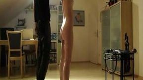 Whipping my girlfriend's ass and pussy while she is tied up