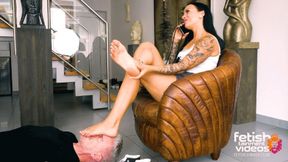 The ignored footrest under my bare feet ( Foot Domination with Miss Maria J ) - 4K UHD MP4