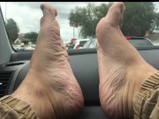 McDonalds drive thru dash feet in public - Golden Arches - Watch me as put on my Mchappy silly socks