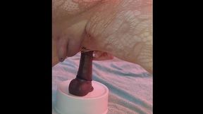 nelsy bounces on a dildo that stands in for her beloved ronny—who is away on a trip—but the urge to feel a huge cock inside her proves too strong; thinking of her man, she releases all her juices.