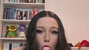 Watch me give this dildo a blowjob