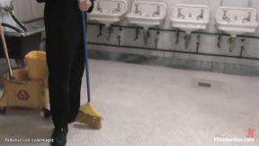 ”Titty t-girl anal fucks cleaning man”