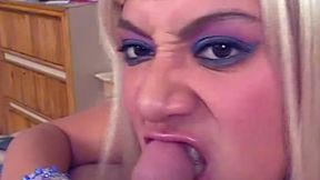 A blonde bombshell can't resist his compact small cock