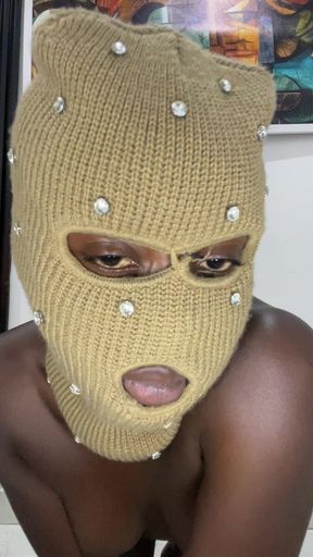 Ebony lady loves to massage hot boobs