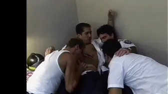 Vintage gay orgy with police and construction workers in hardcore action