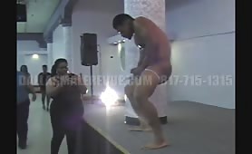 Sexy male stripper drives the ladies crazy with his hot body and moves