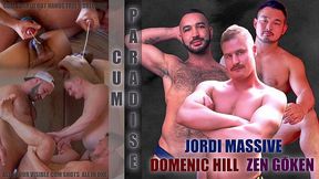 JIZM JIZM SPUNK JIZM 3some JORDI GINORMOUS, DOMENIC HILL, and ZEN GOKEN