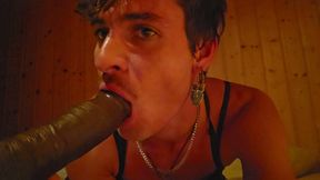 Blowjob to my bbc dildo