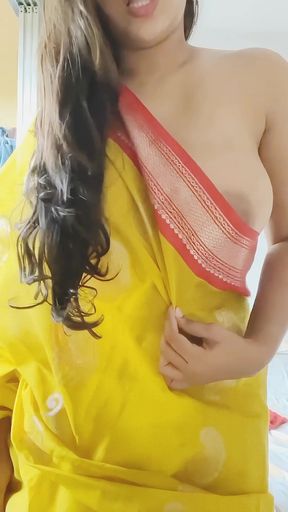 Indian woman in yellow sari