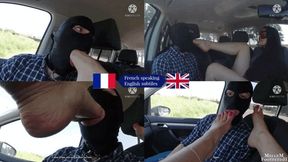 I humiliate him with my feet in my car in the middle of the day - FOOT WORSHIP - FOOT FETISH - FOOT DOMINATION - FOOT GAGGING - FEMALE DOMINATION - DOMINATION
