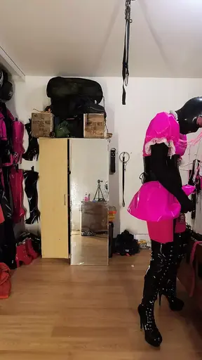 Sissy Maids Spiked Chastity Cage Self Bondage in New Boots