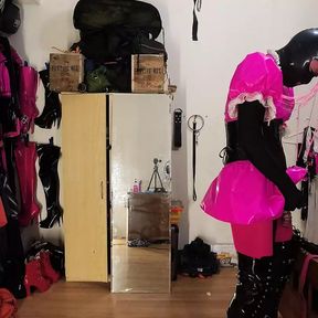 Sissy Maids Spiked Chastity Cage Self Bondage in New Boots