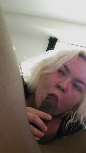 POV Blowjob BBC Interracial BBW Sucking Worship Cum in Mouth