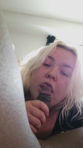 POV Blowjob BBC Interracial BBW Sucking Worship Cum in Mouth