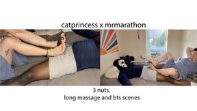 Long massage, footjob, and bts relaxing, Cat Princess draining multiples, as always, Marathon 101, orgasm 1-3, size 9 milf feet, pink french tip toes on BBC, full figure, and close up pov