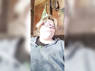 Smoker plays with breasts