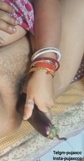 Sister-in-law is putting the eggplant