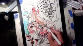 Drawing `The Nut Cruncher` Massive Ball Biting Cum Explosion All Over Her Face &mdash;  Music by: CeehDeeh