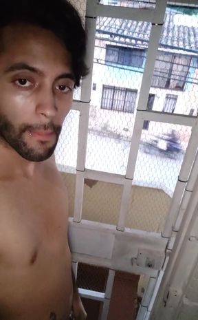 Taking care of my morning wood at my front door