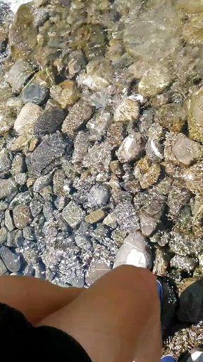 Swimming in Mountain River in Clothes - Sneakers, Shorts and T-shirt