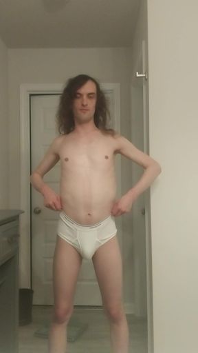 Weak Girly Femboy Exposed Wearing Tighty Whities