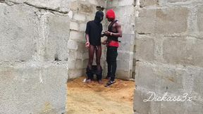 Ebony Slime Waist Got Smashed on the Wall of an Uncompleted Building Doggy