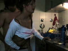 Amateur Brunette Quickie on Kitchen