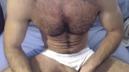 Hairy Chested Guy in Briefs Pulls out Pole