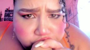 a rich blowjob with my plump mouth full of love