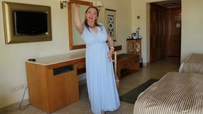 horny cougar granny seduce bellboy in the hotel by big tits and striptease, and fuck him. role-play video by mariaold.