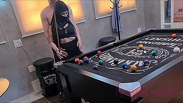 Fucking the arab waitress after play pool