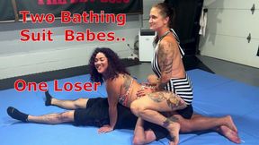 Two Bathing Suit Babes One Loser - Kim Chi And Autumn Bodell Double Domme Mixed Fighting With Scissoring and Facesitting MP4