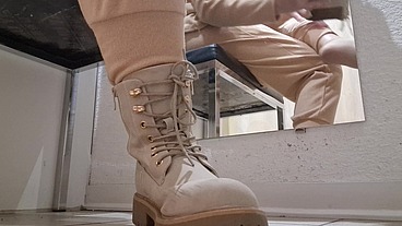 In the dressing room of the store adorable dirty sweaty feet 4K