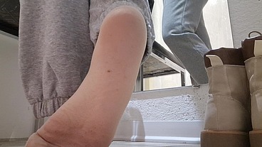 In the dressing room of the store adorable dirty sweaty feet 4K