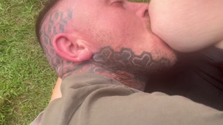 Breastfeeding on the riverbank